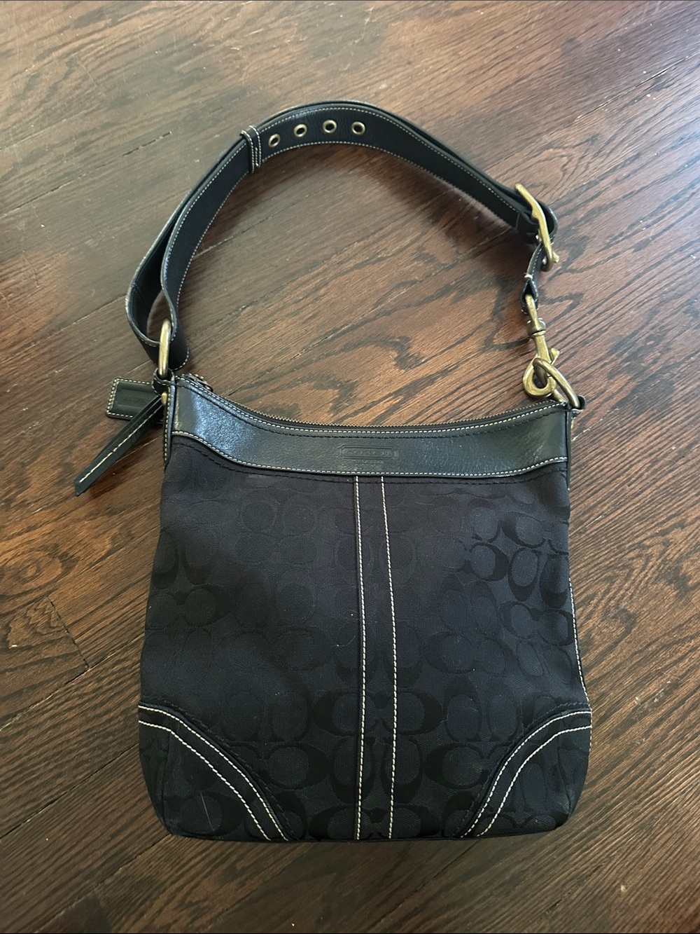 Coach Black Signature Canvas Shoulder Bag